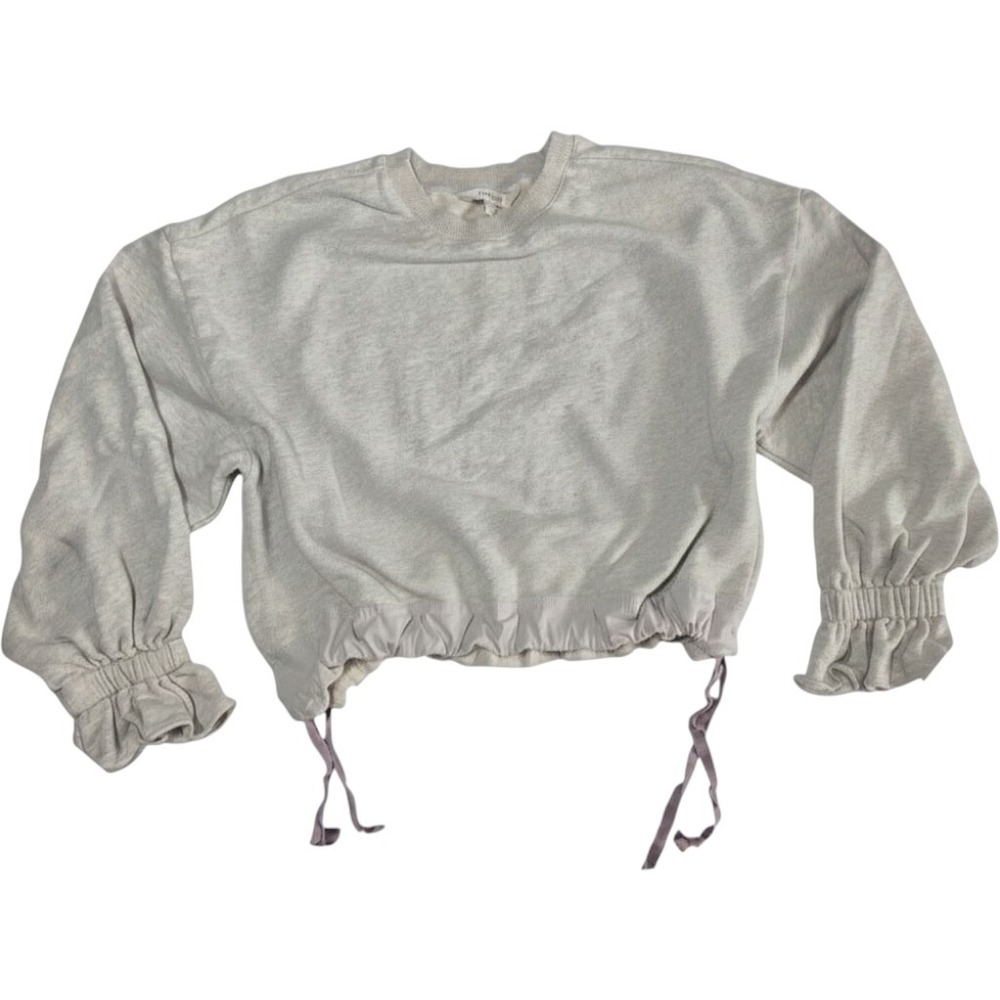 Maeve Urban Outfitters Gray Cropped Sweatshirt Ruffle Sleeve S drawstring waist